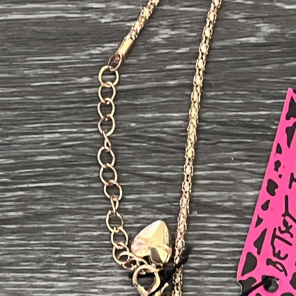 NWT Betsey Johnson Gold tone Pink Purple rhinestone Bicycle Necklace - Picture 3 of 6